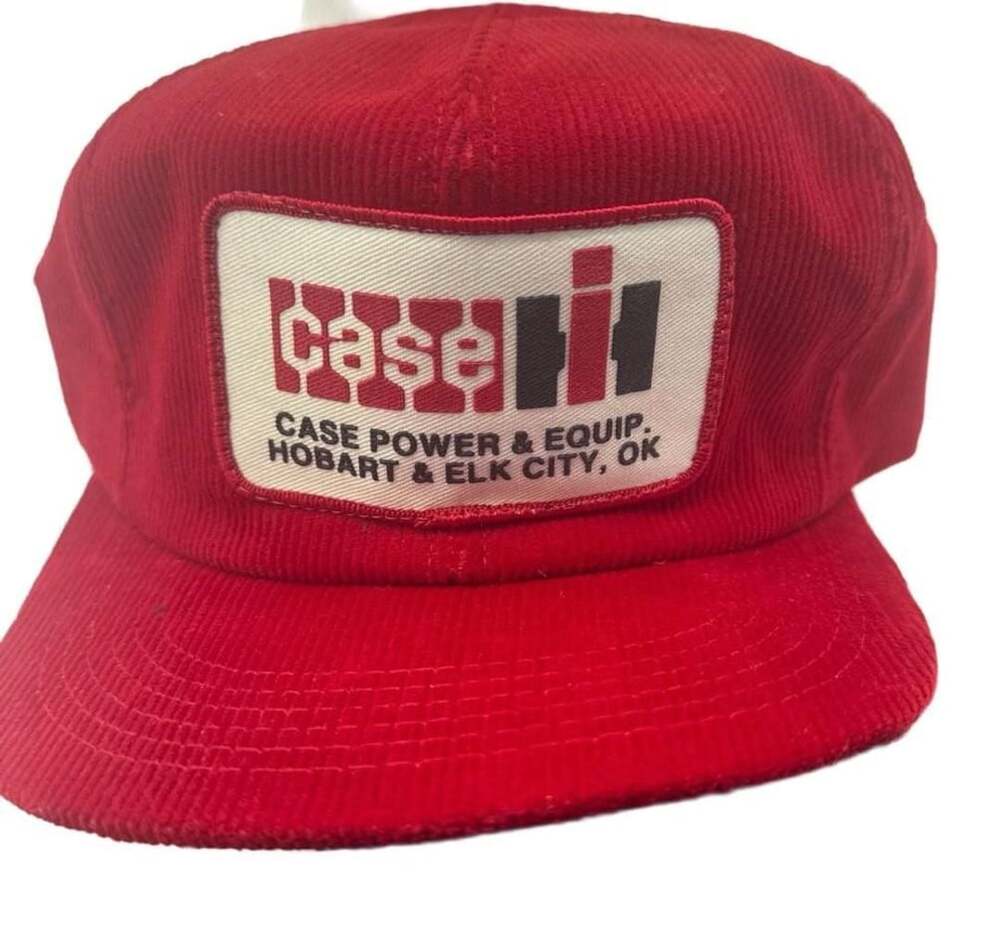 Case IH Snapback Hat Corduroy Vintage Tractor Farm Red Patch Cap